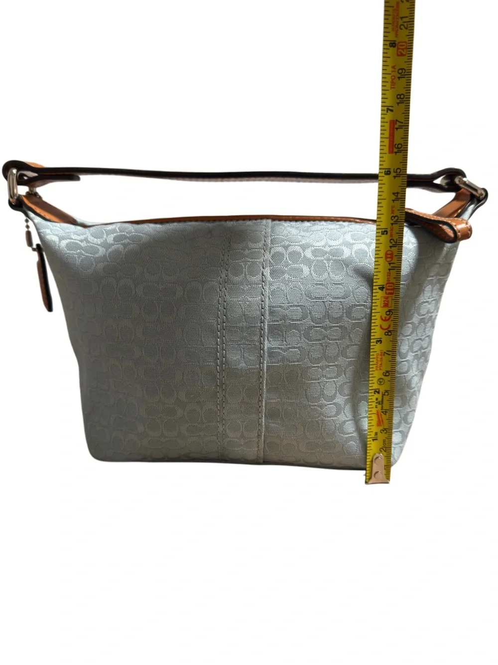 Vintage Coach Y2K Soho Mini Signature Jacquard Top Handle Aqua Blue